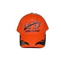 Born to Hunt Hunting Deer Rifles Guns Neon Orange Embroidered Baseball Style Cap Hat