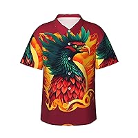 Phoenix Men's Casual Button-Down Hawaiian Shirts â€“ Funky Tropical Summer Outfits â€“ Retro Printed Beach Wear for Men