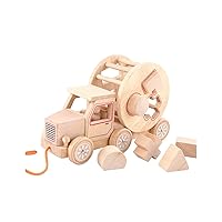 Wooden Children' s Building Block Baby 1-2- 6 Years Old Geometry Paired Building Blocks Intelligence Box Dragging Car Toy (Color : Multicolor)