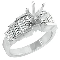 14k White Gold Baguette Diamond Engagement Ring Semi Mount 1 Carat