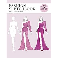 Fashion Sketchbook Figure Template: 455 Large Female Figure Template for easily Sketching Your Fashion Design Styles with thin lines