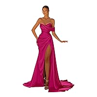 Women's Satin Bridesmaid Dresses with Slit Mermaid Off Shoulder Long Corset Prom Dresses Formal Gowns