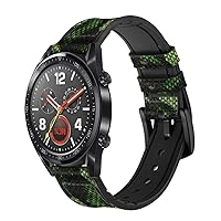 CA0482 Green Snake Skin Graphic Printed Leather Smart Watch Band Strap for Wristwatch Smartwatch Smart Watch Size (18mm)