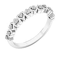 Dazzlingrock Collection 0.15 Carat (ctw) Round White Diamond Heart Promise Engagement Ring for Women in 925 Sterling Silver