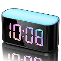 HOUSBAY Rainbow Alarm Clock for Bedroom, Large Display with Dimmer, Large Night Light with 7 Colors, Dual Alarm, True Battery Backup, Colorful Clock for Kids,Teens