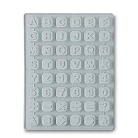 Food-Grade Silicone Dessert Cookie Candy Chocolate Kitchen Tool Mould [48 Hole Blue Numbers & Letters, 4PCS]