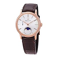 Zenith Elite Lady Automatic Moonphase 18kt Rose Gold Diamond Silver Dial Ladies Watch 22.2330.692/01.C713