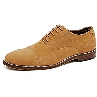 Men's Handmade Suede Leather Cap Toe Oxfords Fashion Dress Formal Derby Shoes