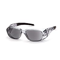 Pyramex Emerge Plus Readers Safety Glass Gray Frame Clear Full Reader 2.0 Diopter Lens