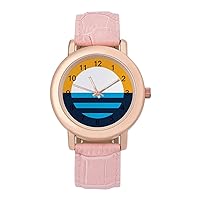 The People's Flag of Milwaukee Womens Leather Strap Watch Lady Wrist Watch Casual Band Watches Three-Hand Watch