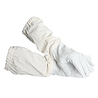 Goatskin Leather Beekeeper's Glove with Long Canvas Sleeve & Elastic Cuff. (Large)