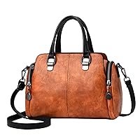 Women's Bag Multiple Pockets Handbag Soft Leather Large Capacity Shoulder Bag Female Crossbody Bags (Yellow)