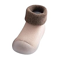 Slippers for Infant Boys Kids Warm Shoes Boys Rubber Stocking Socks Toddler Sole Solid Girls Baby Knit Slipper Size 11