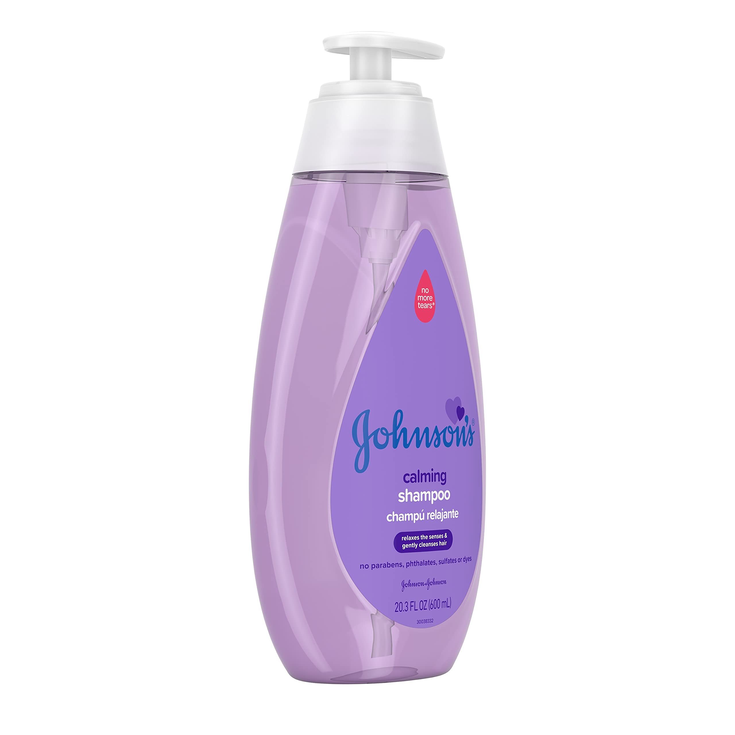 Johnson's Calming Baby Shampoo with Soothing NaturalCalm Scent, Hypoallergenic & Tear-Free Baby Hair Shampoo, Free of Parabens, Phthalates, Sulfates & Dyes, 20.3 fl. oz