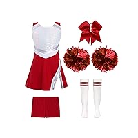 YiZYiF Girls Cheerleading Outfit Halloween Carnival Festival Cheer Uniform High School Cheer Leader Dress Up Costume