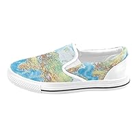 Unisex World Map Slip-on Canvas Kid's Shoes (Big Kid) for Girl
