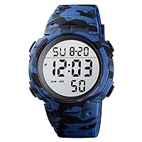 Men's Digital Sports Watch with LED Screen Large Dial Military Watches and Waterproof Casual Luminous Stopwatch Alarm Simple Army Watch