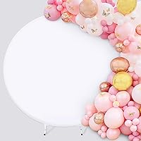 White Round Backdrop Cover 7.2x7.2ft White Circle Photo Photography Background for Birthday Party Wedding Decorations
