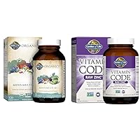 Garden of Life Men's 40+ Organic Multivitamin 120 Tablets and Zinc 30mg Immune Support 60 Capsules Bundle