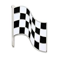 PinMart's Black and White Checkered Racing Flag Enamel Lapel Pin