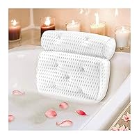 XXIOJUN Bath Pillow, 4D High Elastic Bath Pillow， Ergonomic Non-Slip Premium Bathtub Spa Headrest, with 7 Strong Suction Cups for Head, Neck, Back and Shoulder Support