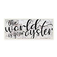 Stupell Industries World is Your Oyster Textured Brick Inspirational Word, Design by Fearfully Made Creations Art, 7 x 17, Wall Plaque