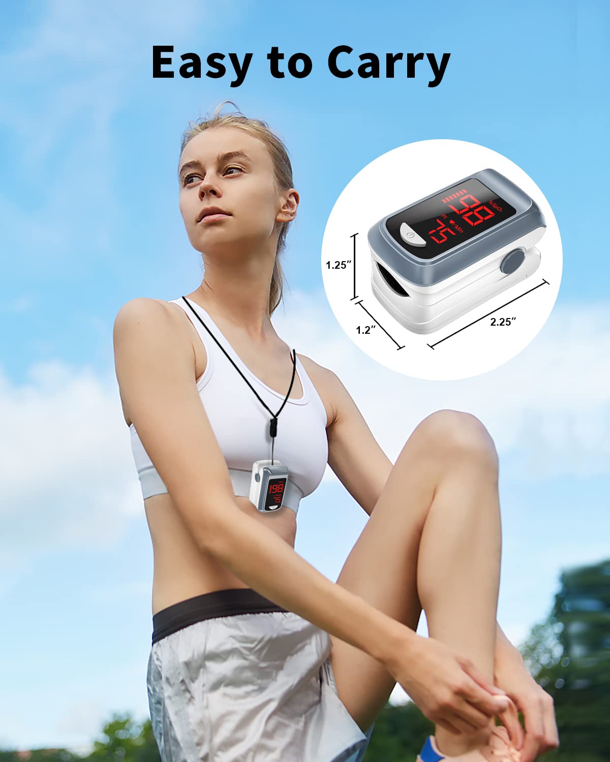 HealthTree Fingertip Pulse Oximeter Blood Oxygen Saturation Monitor, Heart Rate and Fast Spo2 Reading Oxygen Meter with LED Screen 2 X AAA Batteries