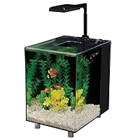 PENN-PLAX Water-World Prism Nano Aquarium Kit – Includes Integrated Filter, 2 Filter Media Cartridges, Telescoping LED Light, and Tinted Cover – 2 Gallons – Black