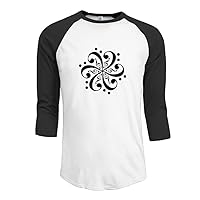 Men's Bass Treble Flower Clef Music Mandala 3/4 Sleeve Half Sleeve Baseball T-Shirt