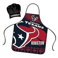 Houston Texans Apron Chef Hat Set Full Color Universal Size Tie Back Grilling Tailgate BBQ Cooking Host