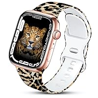 Sport Band Compatible with Apple Watch Bands 49mm 45mm 44mm 42mm 41mm 40mm 38mm Women Girl, Silicone Floral Printed Fadeless Pattern Design Strap for iWatch Series 8,7,6,5,4,3,2,1,SE