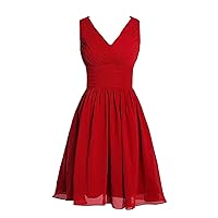 Women's Straps Short Chiffon Bridesmaid Dress Party Dress Red XXXL