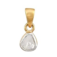 0.25 CTW Natural Diamond Polki Solitaire Tiny Pendant 925 Sterling Silver 14K Gold Plated Slice Diamond Jewelry