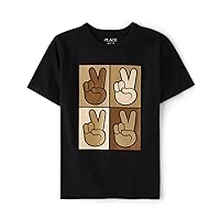 The Childrens Place Boys' Equality for All Short Sleeve Graphic T-Shirts, Peace Sign Square