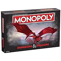 Winning Moves Dungeons and Dragons Monopoly Board Game, Play with Monsters Such as Beholder, Storm Giant and Demogorgon, Advance to Death Knight, Red Dragon and Lich, 2-6 Player Game for Ages 12 Plus