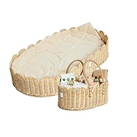 Premium Nursery Bundle - Baby Changing Basket & Baby Diaper Caddy Organizer - Scalloped Baskets - Scalloped Edge