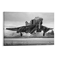 F-4 Phantom II Fighter US Air Force Aircraft Taking Off Military Retro Black And White Photography P Canvas Wall Art Prints for Wall Decor Room Decor Bedroom Decor Gifts 16x24inch(40x60cm) Frame-sty