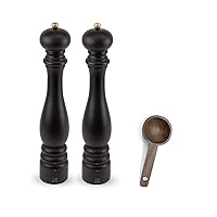 Paris u'Select Salt & Pepper Mill Gift Set, Chocolate - With Wooden Spice Scoop (16 Inch)