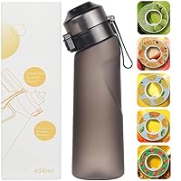 Flavour Pods Pack Sports Air Water Bottle,Creative Water Flavour Pod with Fragrance Accessories (650ml Matte Black+5pods)