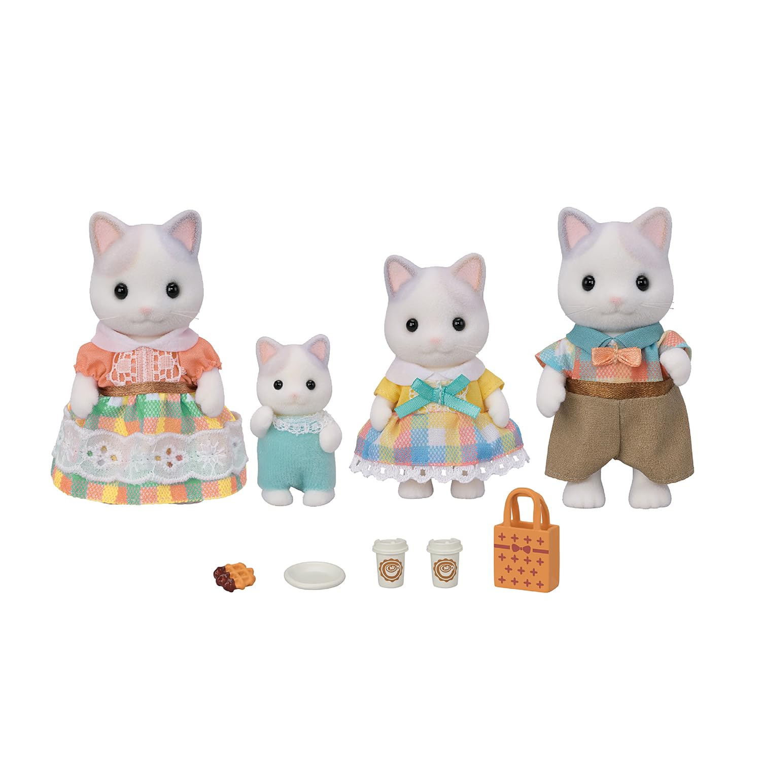 Calico Critters Latte Cat Family - Set of 4 Collectible Doll Figures for Ages 3+