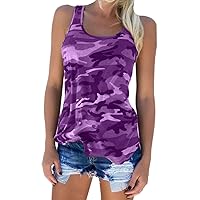 Zcavy Cute Camo Tank Flowy Athletic Shirts Running Muscle Shirts Workout Gym Clothes Racerback Camo Tank Tops for Women