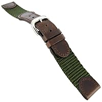 20mm Hadley Roma Swiss Army Style Olive Nylon Brown Genuine Leather Watch Band 866