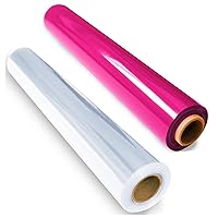 FIESTA WRAPS Clear Cellophane Wrap Roll (31.5 in x 110 ft each) and Pink Cellophane Wrap (16 in x 200 ft each) Cellophane Wrap Bundle