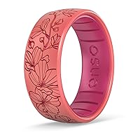 Enso Rings Etched Classic Silicone Rings - Comfortable and Flexible Design - 8mm Wide, 2.16 Thick