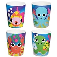 French Bull Kids Juice Cup Set of 4 - BPA-Free, Transition, Animals, Toddler, Durable, Drop Resistant - Ocean,74393