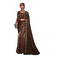 Chocolate Designer Heavy Bridal & wedding Indian Woman's IMPORTED Sari dimaond & Sequin Saree Blouse hit 3240