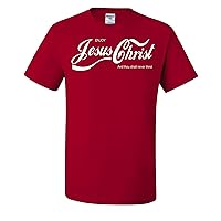 Enjoy Jesus Christ and Thou Shalt Never Thirst Coke Parody Inspirational Christian Mens T-Shirts