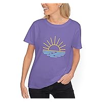 Sunrise Sunset Over The Ocean Sunlight and Waves On The Sea Unisex Adult T-Shirt