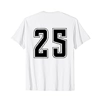 Number 25 Team Junior College Sports Numbered Uniform T-Shirt