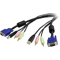 StarTech.com 6 ft 4-in-1 USB VGA KVM Switch Cable with Audio and Microphone - VGA KVM Cable - USB KVM Cable - KVM Switch Cable (USBVGA4N1A6)